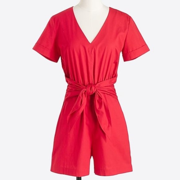 J. Crew Pants - J. Crew Red Romper with Tie Front sz 4